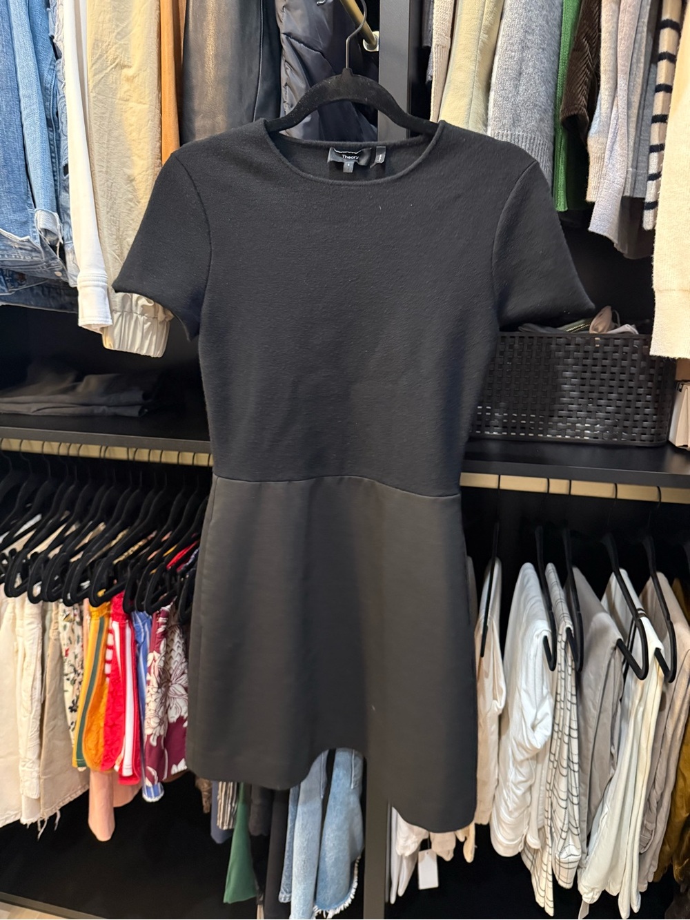 Theory Black Short-Sleeve Mini Dress